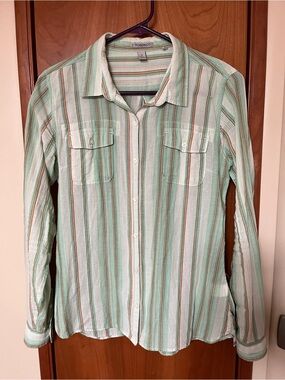 Toad & Co Airbrush Longsleeve Button Down Shirt Sz Small 100% Cotton